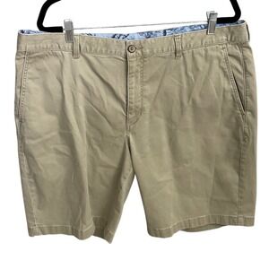 Tommy Bahama Mens Khaki Beige Chino Shorts Size 40 Flat Front Cotton Relaxed Fit